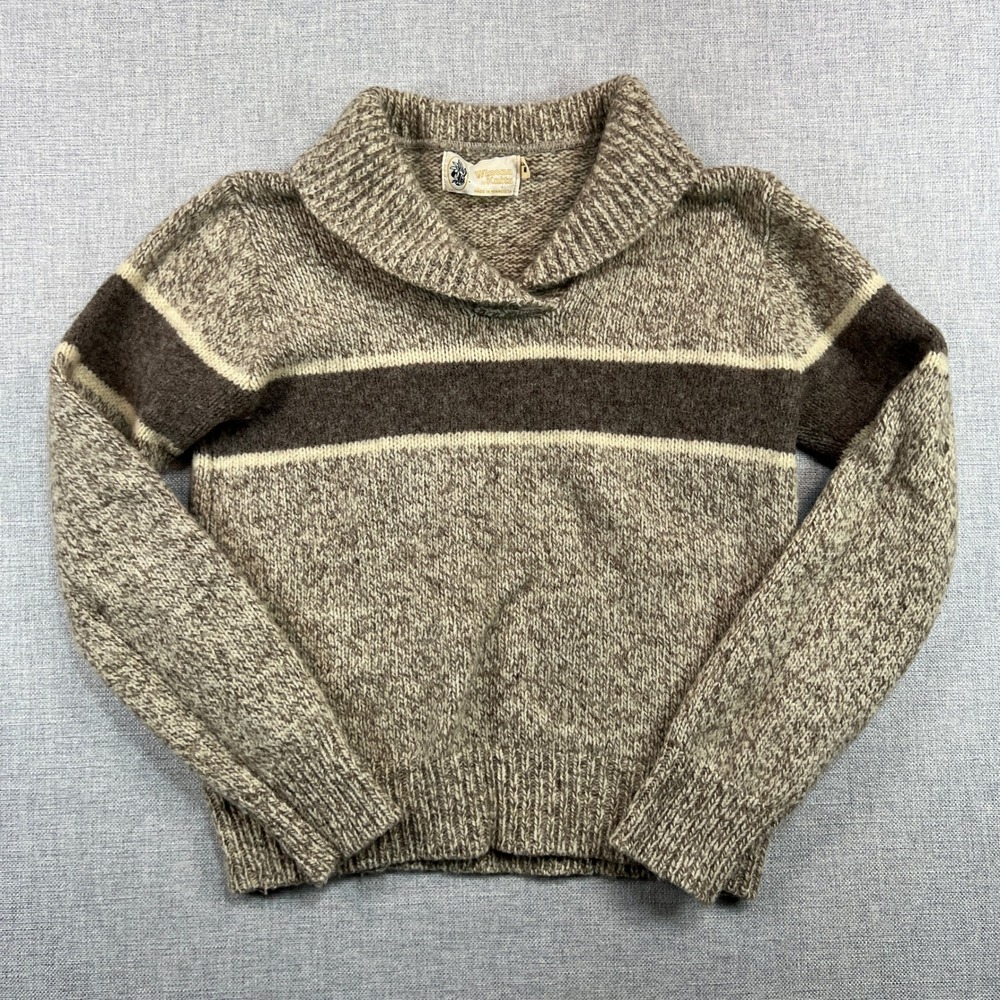 VTG 70s Winona Knits Wool Knit Sweater Women Small (tag M) Brown Stripe Cottage